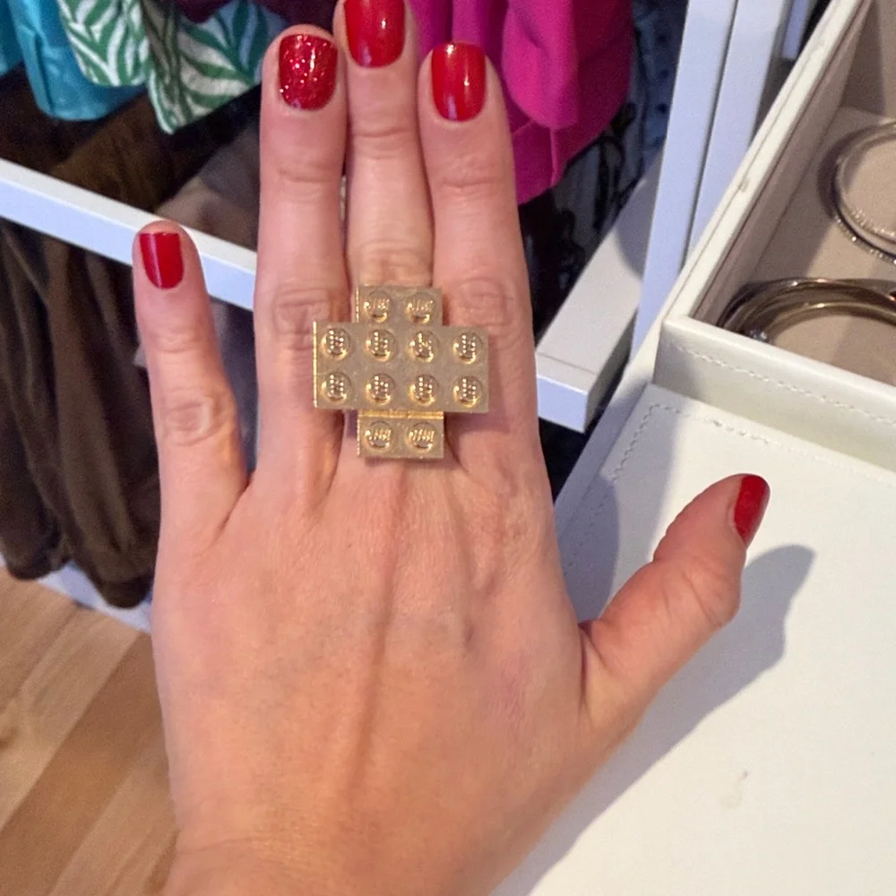 Gold Lego adjustable ring